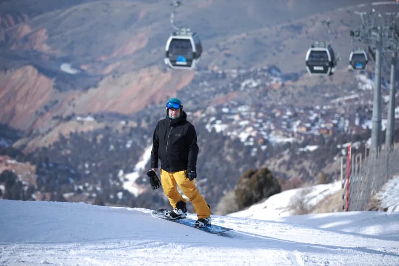 Snowboarder at Amirsoy Mountain Resort