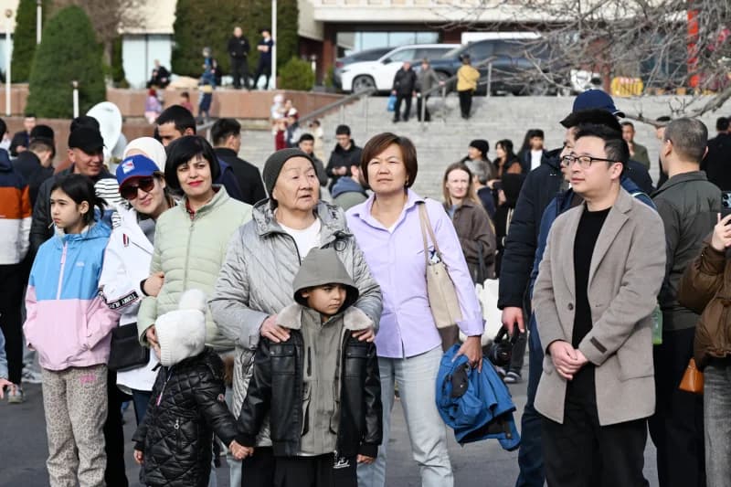 People gathered in a public square