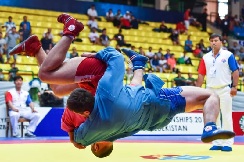 Sambo Wrestlers Compete in Championship Match