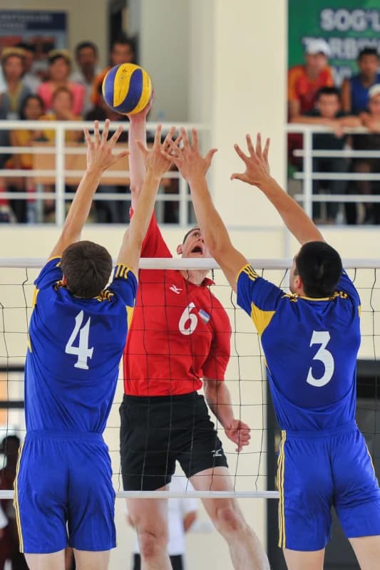 To‘r oldida musobaqalashayotgan voleybolchilar