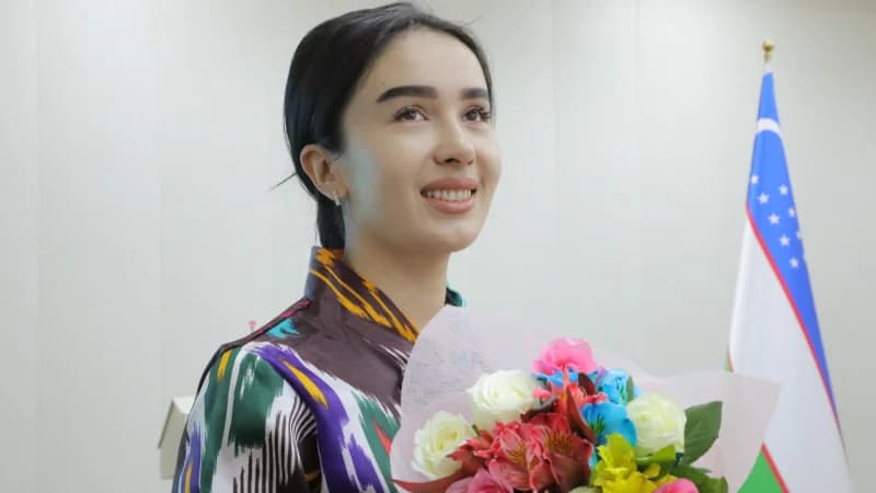 Young woman in traditional Uzbek attire