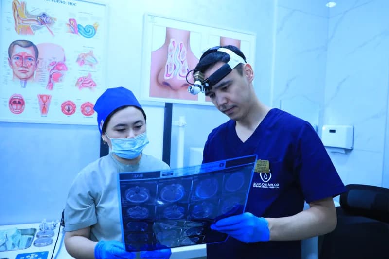 Doctors examine medical imaging results