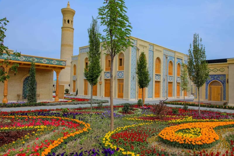 Sunlight illuminates historic mosque complex