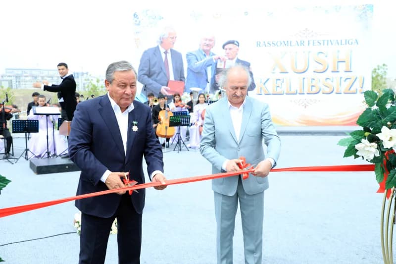 Officials cutting red opening ribbon