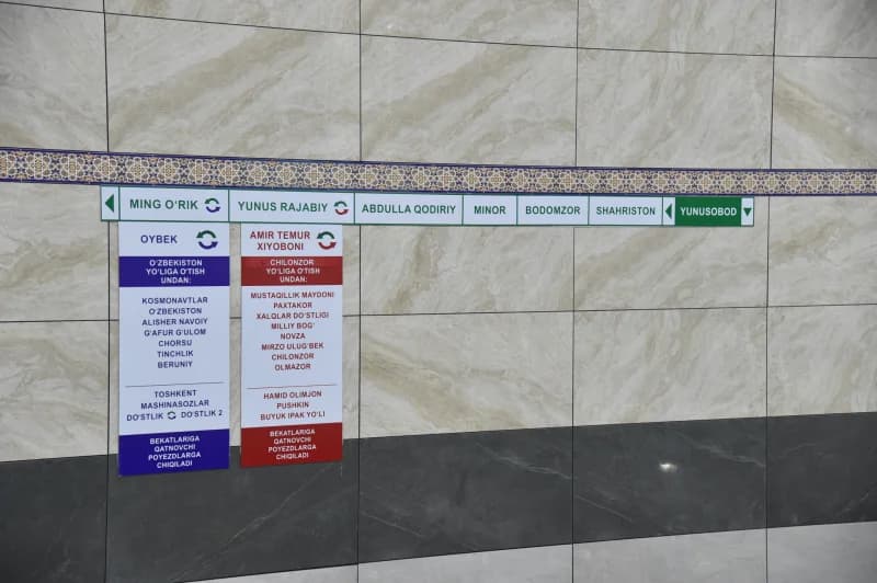 Subway station map displays routes