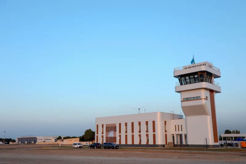 Air traffic control tower stands tall