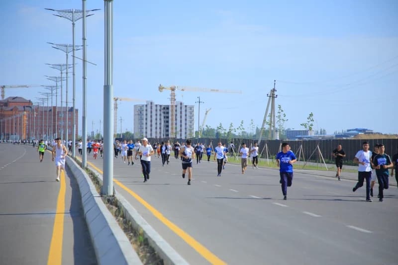 Group of athletes running outdoors