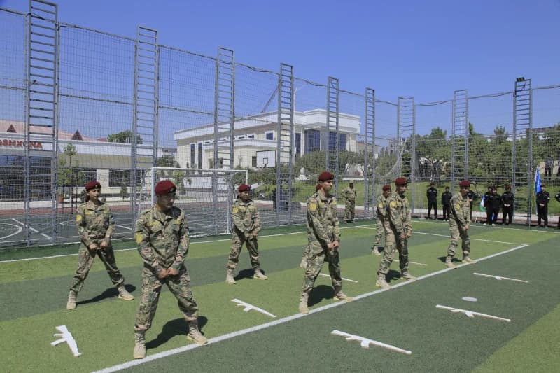 young cadets practicing military drills