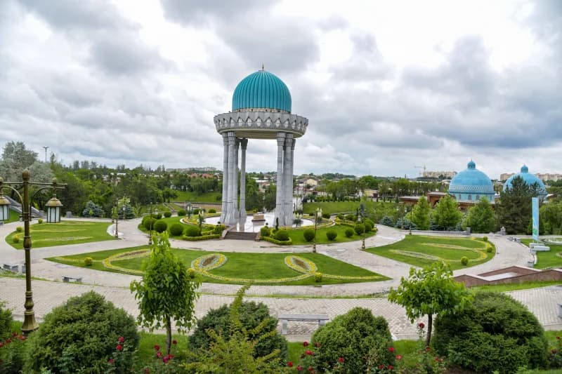 Blue dome stands in park