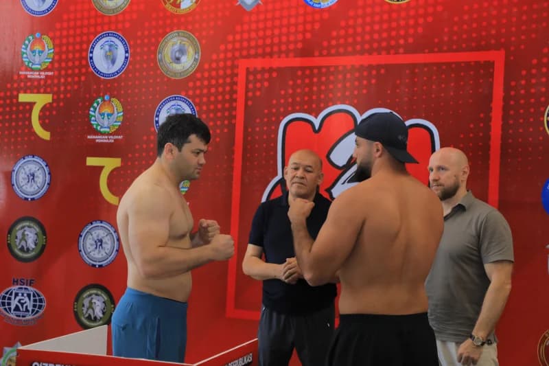 Athletes facing off before match