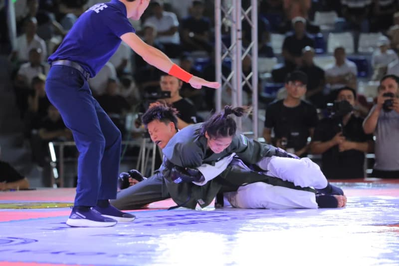 female athletes competing in match