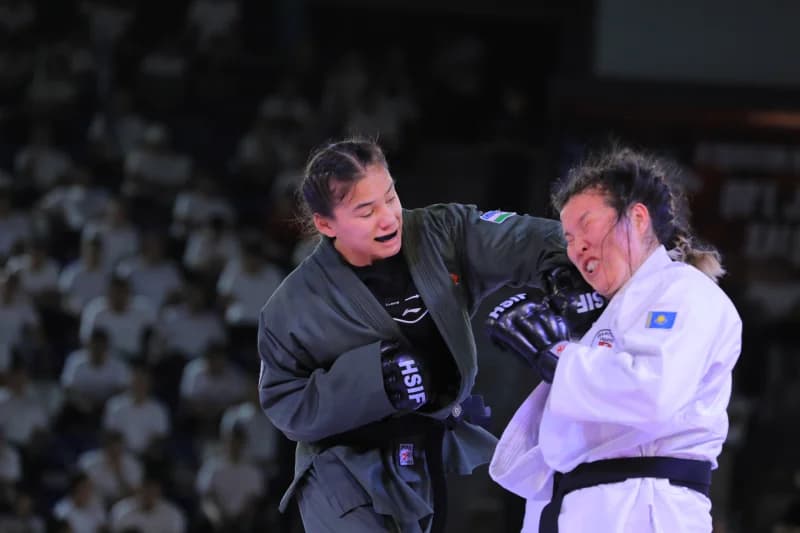 female athletes competing in match