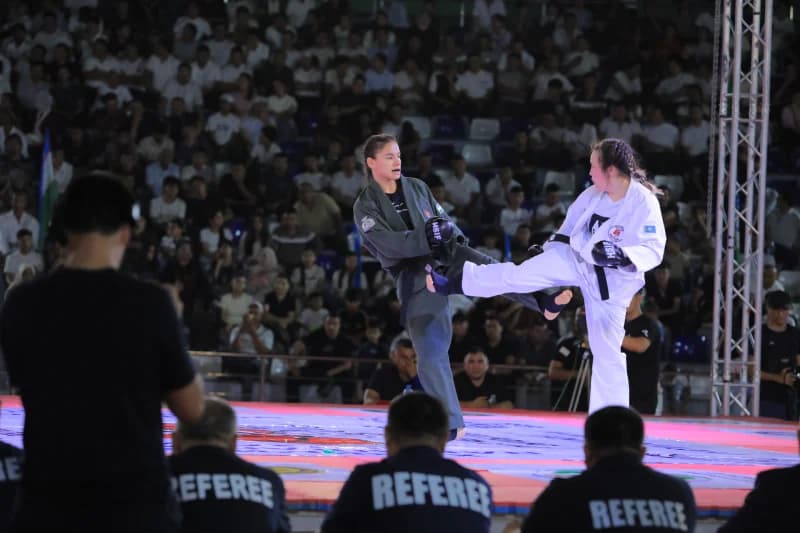female athletes competing in match