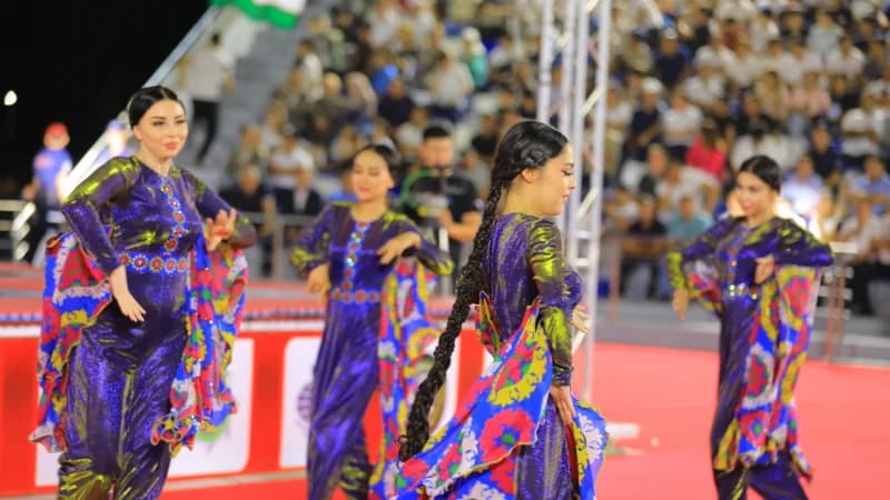 Dancers performing in traditional costumes