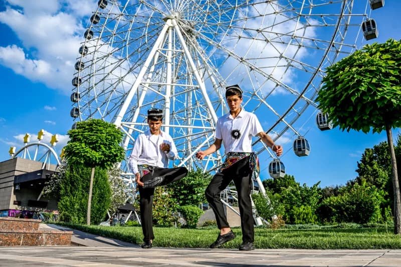 Young men perform traditional dance