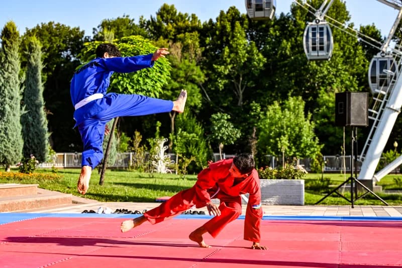 Юные спортсмены занимаются боевыми искусствами