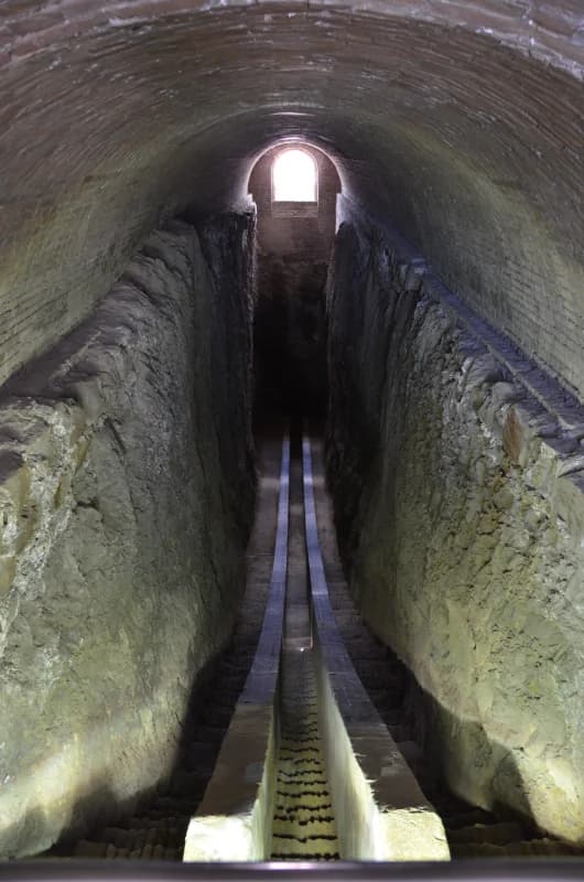 Light illuminates historic underground brick structure