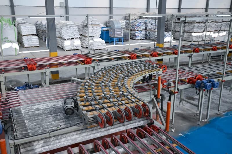 Industrial production line machinery in a warehouse