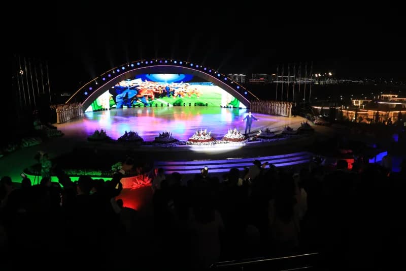 Stage performance during a night event