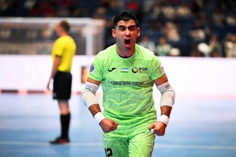 Athlete celebrating on an indoor court