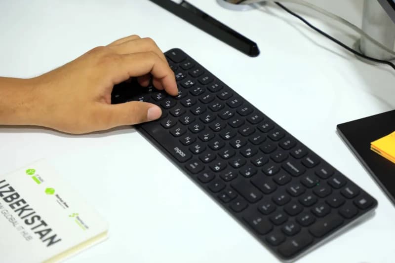 Person using a computer keyboard