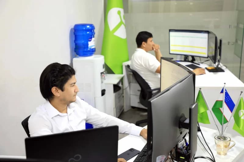 Men working on computers in an office setting