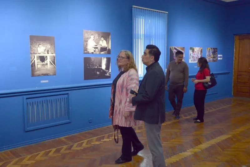 People viewing exhibition in gallery