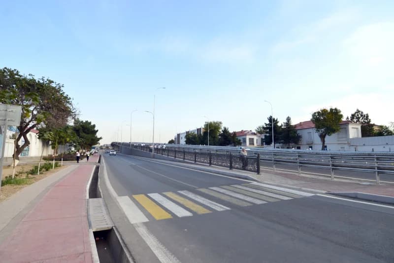 Elevated road and pedestrian crossing in the city