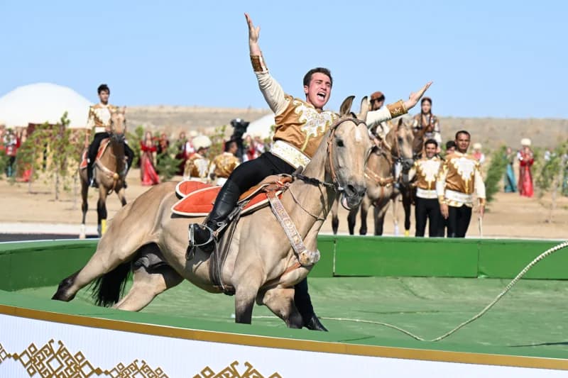 Performer on horseback during a cultural event
