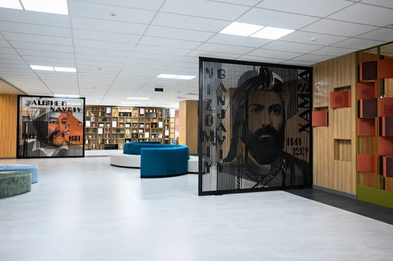 Interior view of a modern public building space
