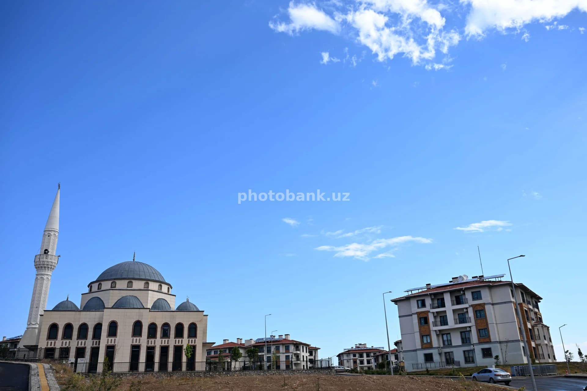 Modern Mosque and Residential Buildings
