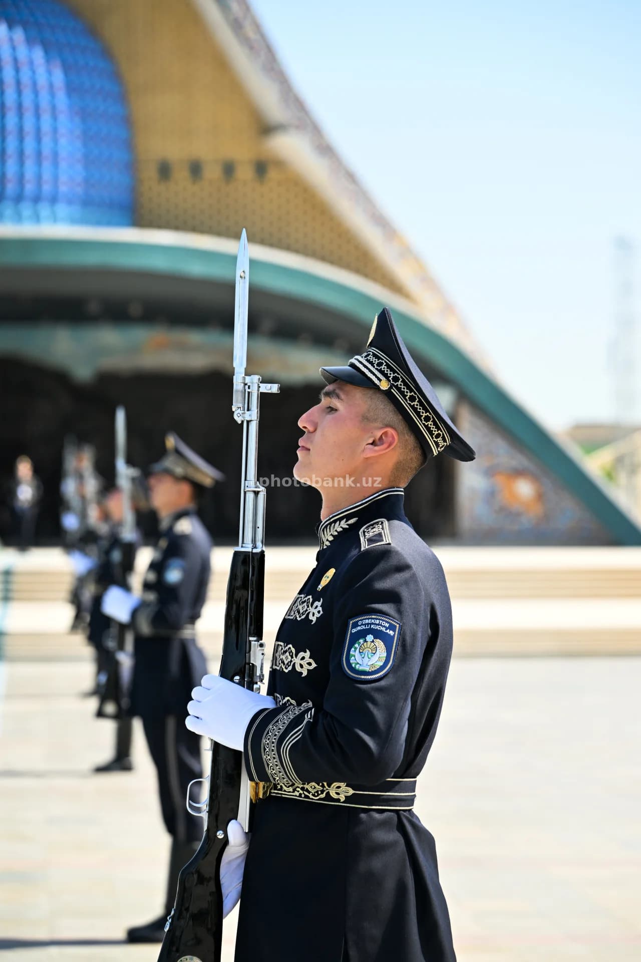 Uzbekistan Honor Guard Soldiers Standing Watch