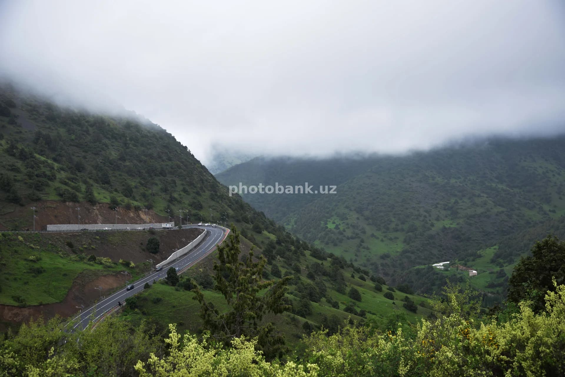 Winding mountain road in Uzbekistan