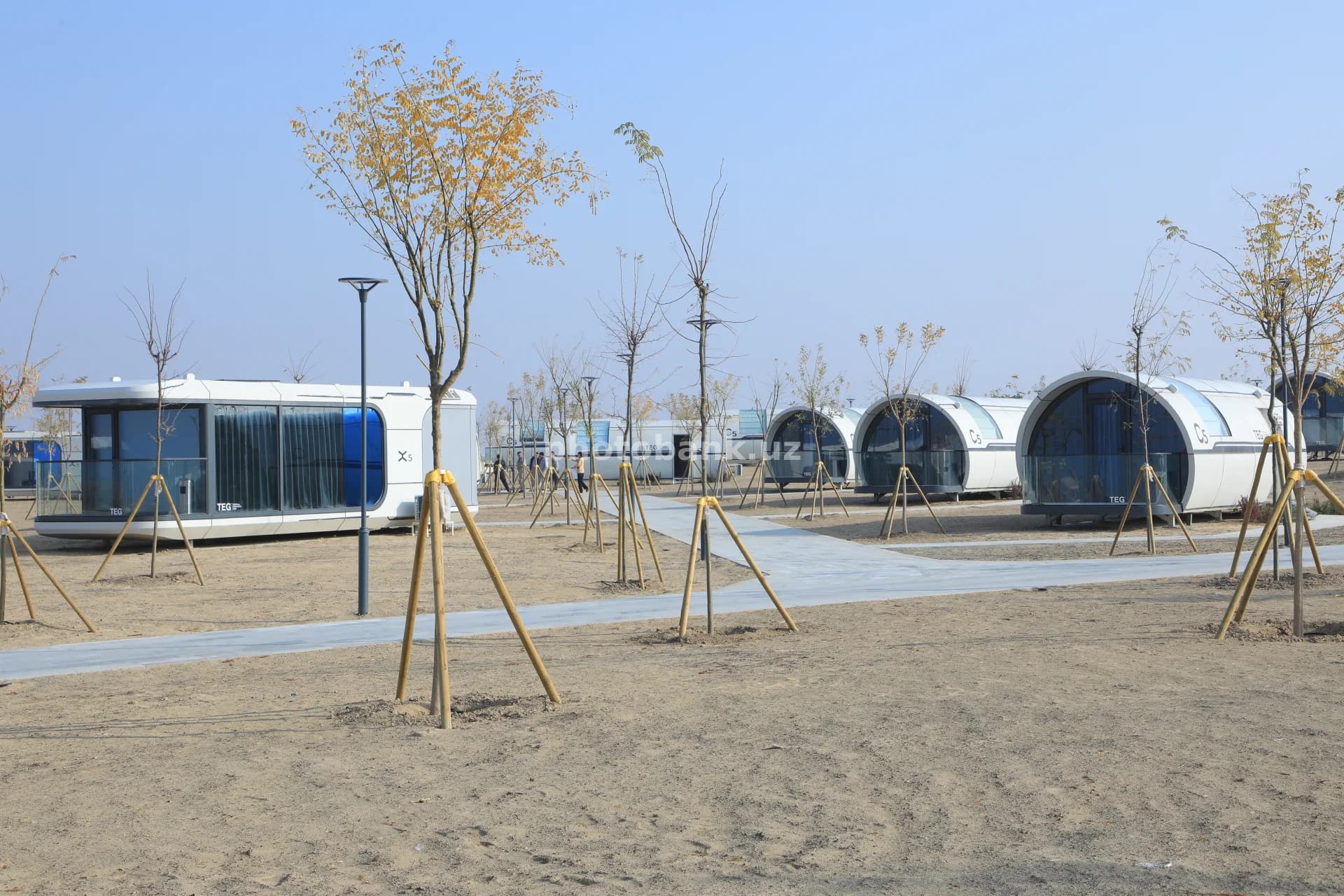 Modern modular housing units in desert