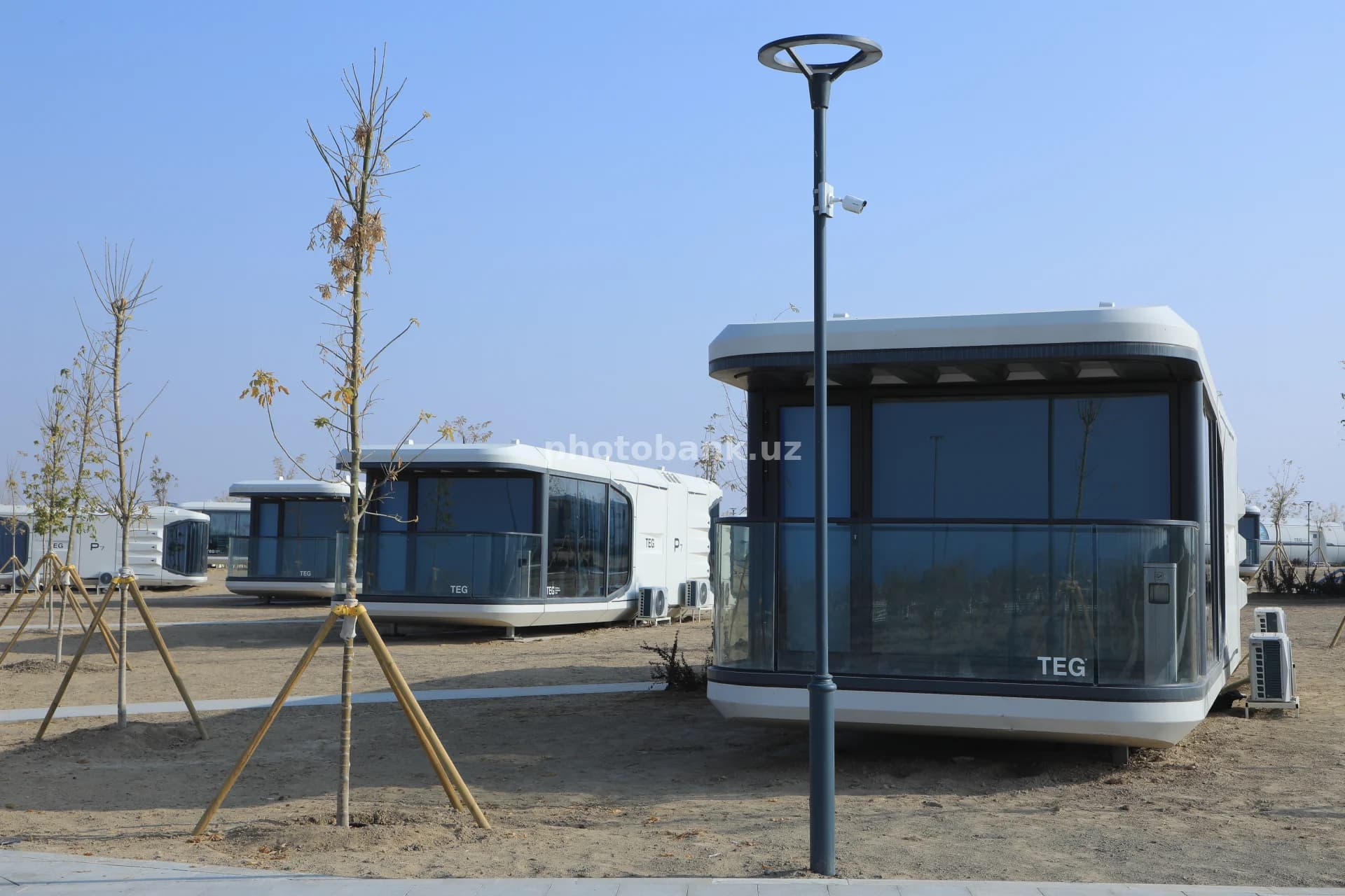 Modern modular housing units in desert