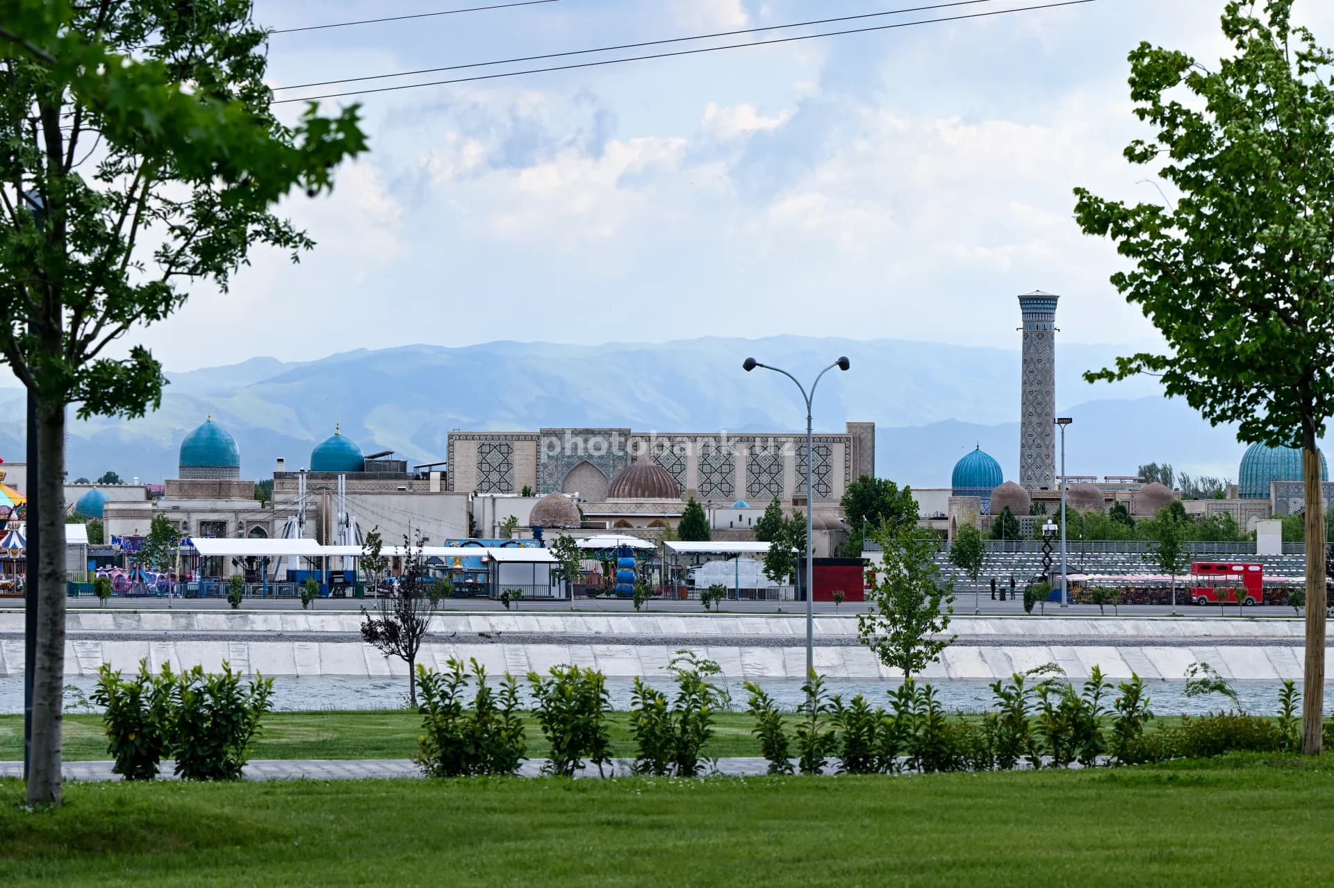 Historic complex with blue domes