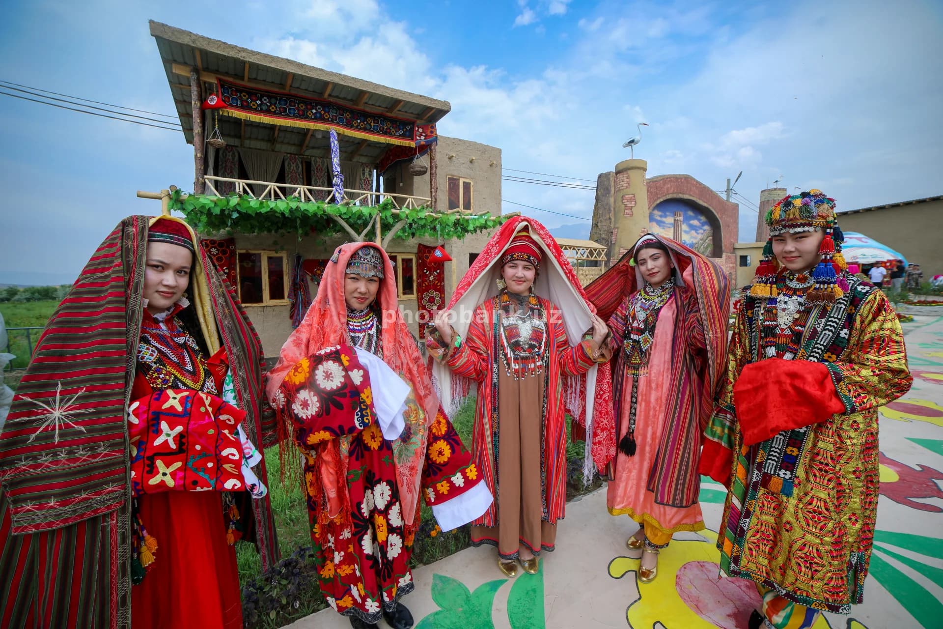 Young women wearing traditional clothing