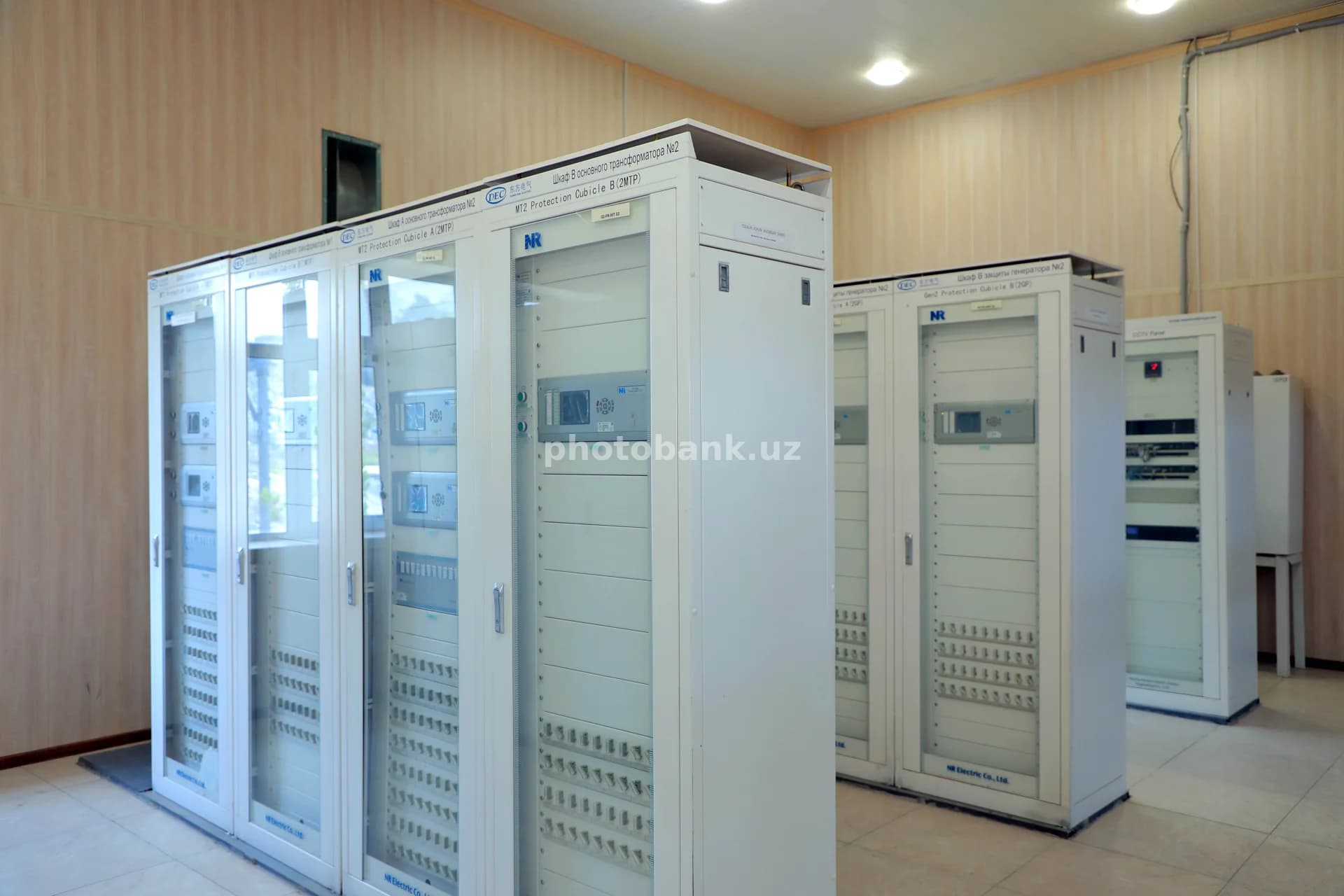 Electrical control cabinets stand inside
