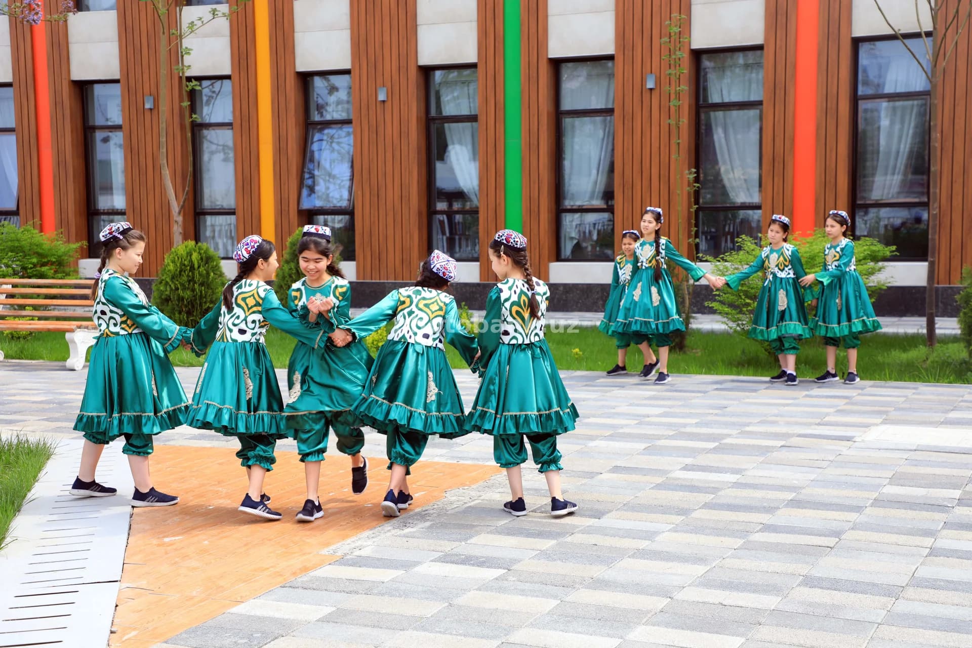 young girls performing traditional dance