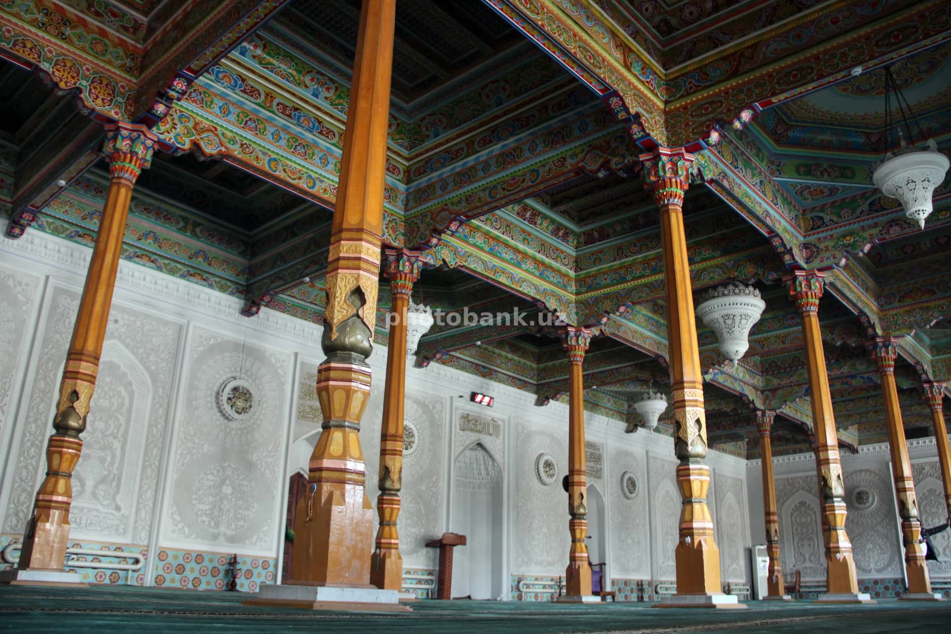 Intricate patterns decorate mosque interior
