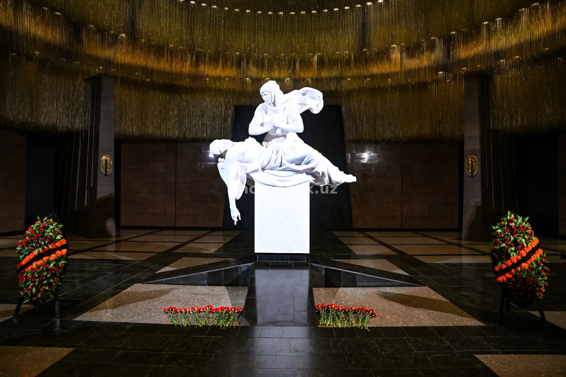 White marble sculpture honors memory