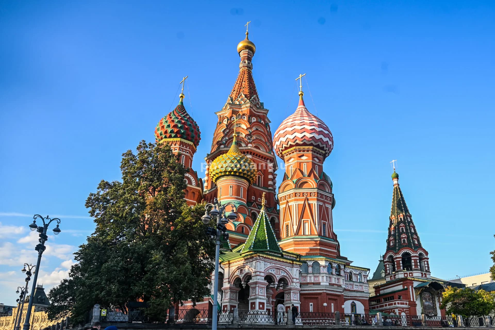 Sunlight illuminates Saint Basil Cathedral