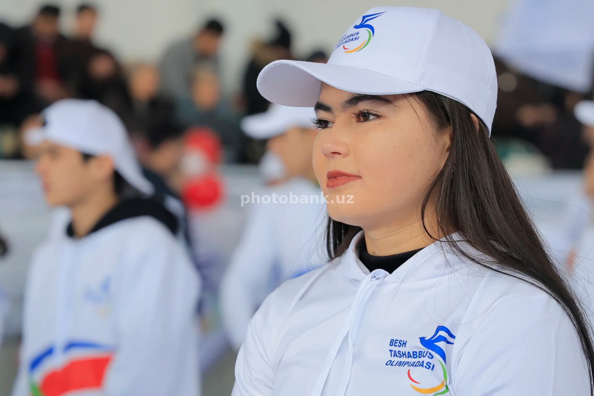 Young woman attends sports event