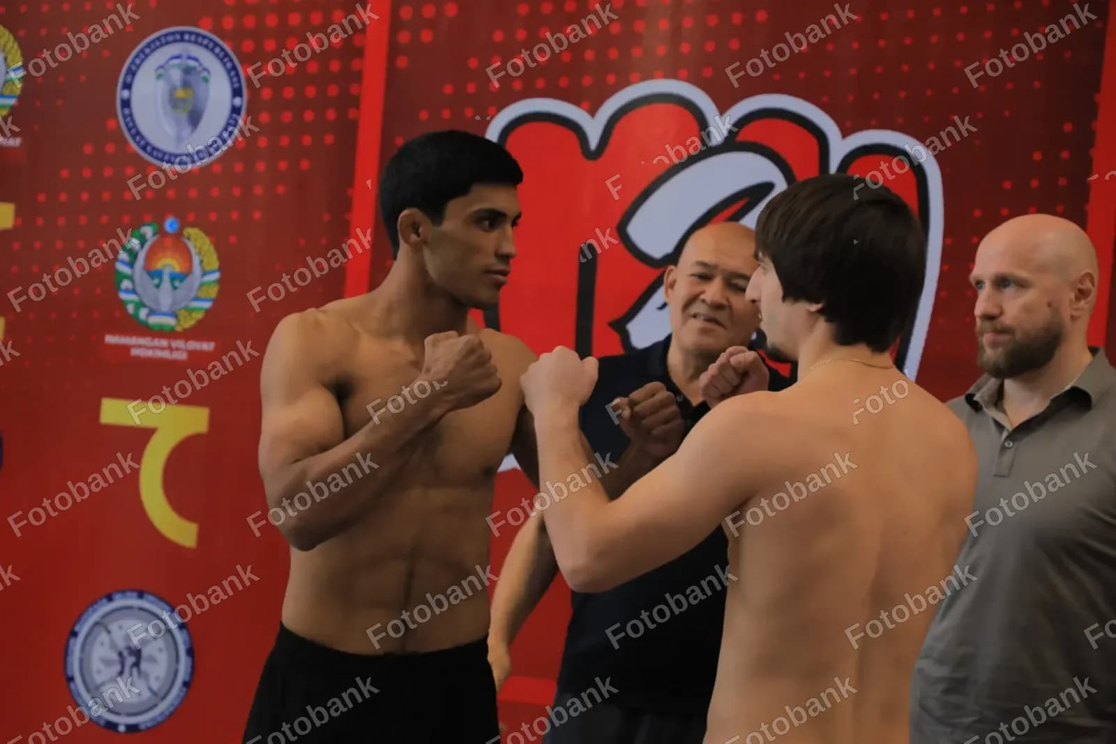 two athletes face off before