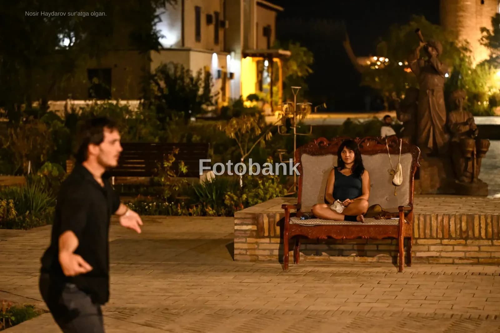 People gathered outdoors at night