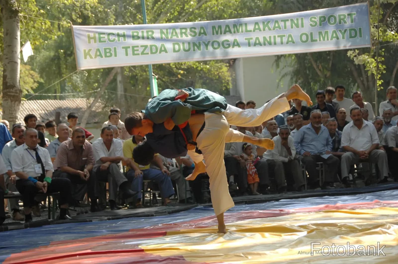 Wrestlers competing in a traditional match