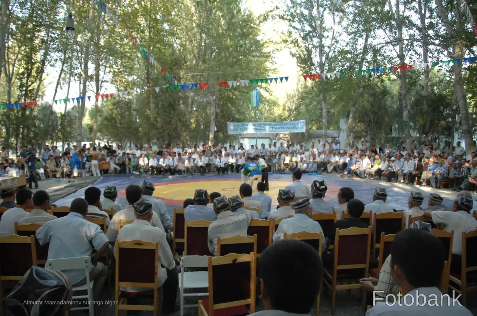 Traditional wrestling match outdoors