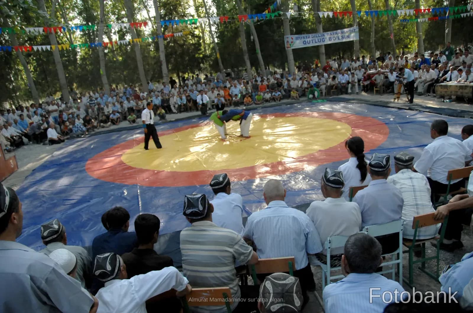 Traditional wrestling competition outdoors