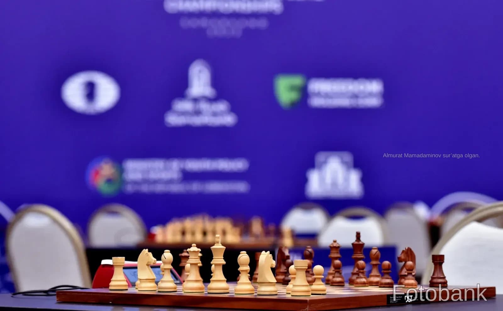 Chess board set up for competition