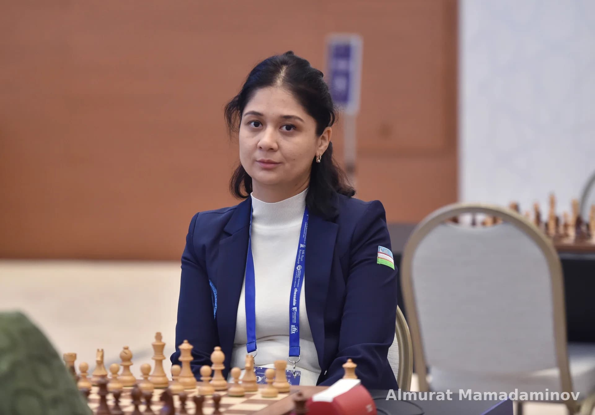 Woman participating in a chess competition